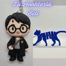 3D Atölye Maker  Harry Potter Anahatarlık ve Mavi Esnek Kedi Anahtarlık