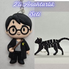 3D Atölye Maker  Harry Potter Anahatarlık ve Siyah Esnek Kedi Anahtarlık