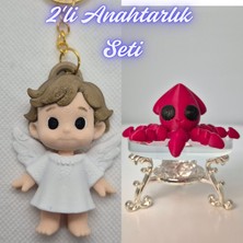 3D Atölye Maker  Kanatlı Masal Çocuk ve Kırmızı Kalamar Anahtarlık