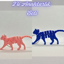 3D Atölye Maker  Açık Pembe Esnek Kedi ve Mavi Esnek Kedi Anahtarlık