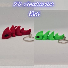 3D Atölye Maker  Kırmızı Esnek Ejder ve Yeşil Esnek Ejder Anahtarlık