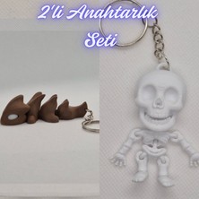 3D Atölye Maker  Koyu Kahverengi Esnek Ejder ve Beyaz Esnek Yunus Anahtarlık