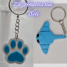 3D Atölye Maker  Açık Mavi Kedi Patisi ve Açık Mavi Esnek Vatoz Anahtarlık