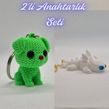 3D Atölye Maker  Açık Yeşil Örgü Desenli Köpek ve Beyaz Ejderhanı Nasıl Eğitirsin Ejderha Anahtarlık
