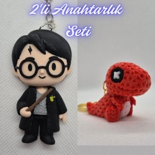 3D Atölye Maker  Harry Potter Anahatarlık ve Kırmızı Örgü Desen Hareketli Dino Anahtarlık