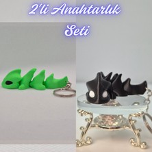 3D Atölye Maker  Yeşil Esnek Ejder ve Siyah Esnek Ejder Anahtarlık