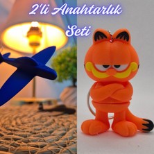 3D Atölye Maker  Mavi Uçak ve Garfield Anahtarlık