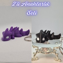 3D Atölye Maker  Mor Esnek Ejder ve Siyah Esnek Ejder Anahtarlık