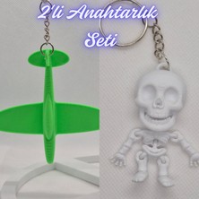 3D Atölye Maker  Yeşil Uçak ve Beyaz Esnek Yunus Anahtarlık