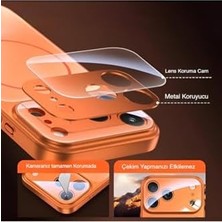 SDT Group 14 Pro Max ile Uyumlu Kılıf – 17 Pro Max Kamera Tasarımı, Mag-Safe Destekli, Temperli Cam Arka Yüzey, Şık Turuncu Renk, Darbelere Karşı Koruma, Lüks Telefon Kılıfı, Turuncu