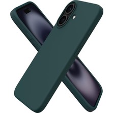 SDT Group 16 Kılıfı 6.1" ile Uyumlu, Ince Sıvı Silikon 3 Katmanlı Tam Kaplamalı Yumuşak Jel Kauçuk Darbeye Dayanıklı Telefon Kılıfı, Çizilmez Mikrofiber Astarlı Koruyucu Kılıf, Koyu Yeşil