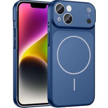 SDT Group 14 ile Uyumlu Kılıf Şarj Özellikli Kamera Lensli 1.8mm Ince Sert Formen Kapak Mavi