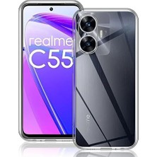 SDT Group ile Uyumlu Şeffaf Clear Silikon Yüksek Kalite Darbeye Dayanıklı Şık Telefon Kılıfı (Oppo Realme C55)