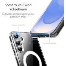 SDT Group Magsafe Ile Uyumlu Şeffaf, Kamera Çıkıntılı Korumalı Darbe Emici Kapak Kablosuz Wireless Şarj Destekli Silikon Telefon Kılıfı (Samsung A36)