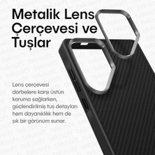 SDT Group Galaxy S25 Ultra Için Karbon Serisi Ultra Güçlü Metal Tuşlu ve Lens Çerçeveli Darbe Emici Karbon Fiber Görünümlü Silikon Kılıf (Siyah, Galaxy S25 Ultra)
