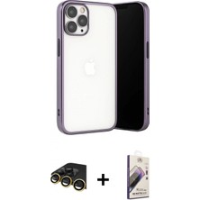 Marsilyan™- iPhone 13 Pro Max Kılıf Vadi Minimal - Siyah Bilvis 3D Mat Cam Ekran Koruyucu + Raze Metal Kamera Lens - Gd