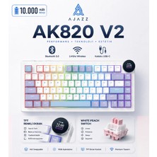 Ajazz AK820 V2 Ekranlı, Kablosuz Mekanik Oyun KLAVYESI-10.000 Mah Batarya