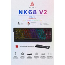 Ajazz Nacodex NK68V2 Hot Swap Kablolu Mekanik Oyun Klavyesi- Red Switch-Bilek Askılı