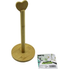 Go İthalat Yuvarlak Altlık - ÇAP=12CM Ahşap Bambu Kağıt Havluluk Kalp Başlı Sap=28.5cm (5468)