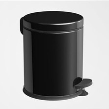 SDT Group Banyo Tuvalet Balkon Mutfak, Siyah Renkli Pedallı Metal Çöp Kovası 5 Litre