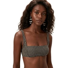 Deep Beach Dokulu kumaşlı Kare Yaka Bikini Üstü