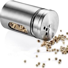 SDT Group Metal Cam Tuzluk, Paslanmaz Çelik, Pencereli Tasarım, 8.5cm Yükseklik, 5cm Çap, 123G
