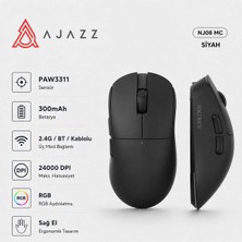Ajazz NJ08 Mc Kablosuz 3 Modlu Rgb Oyuncu Mouse 24.000 Dpı Paw 3311 Sensör