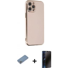 Pileli Store Pilelistore™ iPhone 12 Pro Max Kılıf Yankı Serisi - Siyah 3D Antistatik Hayalet Cam Ekran Koruyucu + Shine Kamera Lens Koruma Cam - Gs
