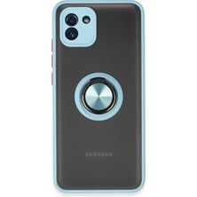 Mudanis Samsung Galaxy A03 Kılıf Montreal Yüzüklü Silikon Kapak - Buz Mavi