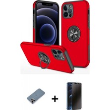Pileli Store Pilelistore™ iPhone 12 Pro Kılıf Odak Form Prime - Siyah 3D Antistatik Hayalet Cam Ekran Koruyucu + Metal Kamera Lens Koruma Cam - Mr