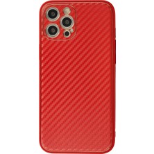 Mudanis Apple Iphone 12 Pro Max Kılıf Coco Karbon Silikon - Kırmızı