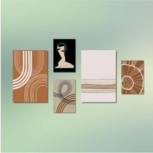 SDT Group 5 Parçalı Kanvas Dekoratif Duvar Tablosu Kadın ve Modern At, 30 x 40