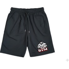 Machi Kadın Erkek Unisex Gym Gorilla Baskılı Siyah Penye Şort Rahat Kesim Cepli Lastikli Günlük Spor Şortu