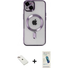 Marsilyan™- iPhone 14 Kılıf Nova Işık Özel Seri - Şeffaf Pasifik Cam Ekran Koruyucu + Diamond Kamera Lens - Kı