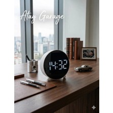 Atay Garage Estetik Işıklı Dijital Saat - Dekoratif LED Masa Üstü Çalar Saat