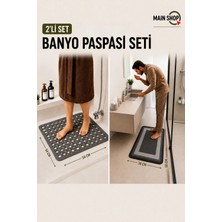 MAİN SHOP 2'li Kare Banyo Paspas Takımı - 54X54 cm Kaydırmaz Duş Içi Matı & 38X58 cm Sihirli Su Emici Mat