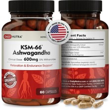 Dailynutra Ksm-66 + Black Pepper Bioperine  600MG Organic Root Extract  60 Capsul.made In Usa.