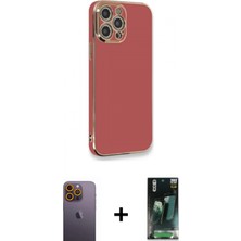 Marsilyan™- iPhone 12 Pro Max Kılıf Yankı Serisi - Siyah 360 Mat Full Body Arka Koruyucu + Neon Fosforlu Kamera Lens - Sı