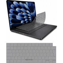 Novstrap Apple MacBook Air 15 Inç A2941 A3114 A3241 A3448 (M2 M3 M4 M5) ile Uyumlu Türkçe Q Gri Füme Silikon Klavye Koruyucu Kılıf