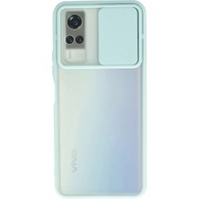 Durukar®  Vivo Y53S Kılıf Palm Buzlu Kamera Sürgülü Silikon - Turkuaz