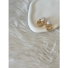 Revoia Inci Detaylı Gold Vintage Küpe