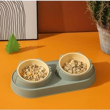 Die Grup Dayanıklı ve Hijyenik Çift Hazneli Plastik Mama ve Su Kabı, 33X17X5 cm