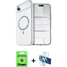 Marsilyan™- iPhone 17 Air Kılıf Kıvılcım Form Prime - Siyah 3D Antistatik Cam Ekran Koruyucu + Raze Metal Kamera Lens - Gs