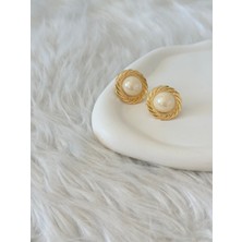 Revoia Inci Detaylı Gold Küpe
