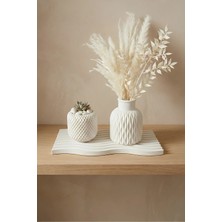 Elizovi Home 3 Parça Dekoratif Set | Vazo, Mumluk, Saksı ve Tepsili Modern Tasarım