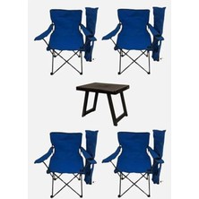 Die Grup Katlanabilir 4 Adet Mavi Kamp Sandalyesi ve 50X40 cm Masa Seti