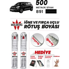 Wulberg Fiat 500 Metalik Siyah 891 Rötuş Boya 25 ml + Vernik Iğne & Fırça Uçlu Kalıcı Çizik Giderici Rutuş