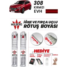 Wulberg Peugeot 308 Kırmızı Evh Rötuş Boya 25 ml + Vernik Iğne & Fırça Uçlu Kalıcı Çizik Giderici