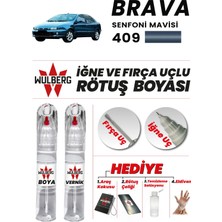 Wulberg Fiat Brava Senfoni Mavi 409 Rötuş Boya 25 ml + Vernik Iğne & Fırça Uçlu Kalıcı Çizik Giderici