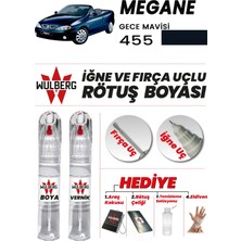 Wulberg Renault Megane Gece Mavisi 455 Rötuş Boya 25 ml + Vernik Iğne & Fırça Uçlu Kalıcı Çizik Giderici